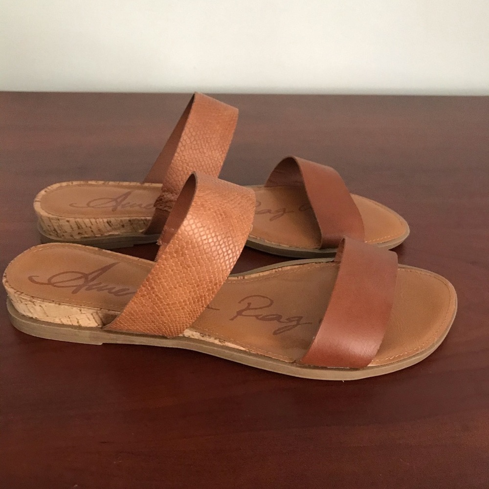 Brown double strap sandals